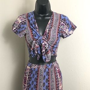 Boho Purple Crop Top & Pant Set